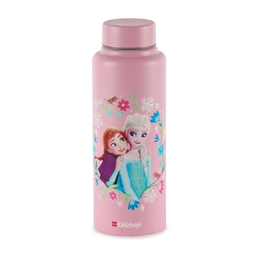 Image of CELLO Kidzbee Vortex Single Wall Steel Water Bottle For Kids 700 ml | 3D Touch & Feel Anna & Elsa Design, Fridge Safe Spill Proof & Leak Proof Stainless Steel Water Bottle For School Kids & Travel