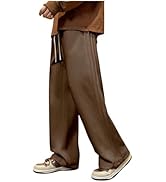 OYOANGLE Men's Textured Elastic Drawstring Waist Straight Leg Pants Casual Track Pants Sweatpants