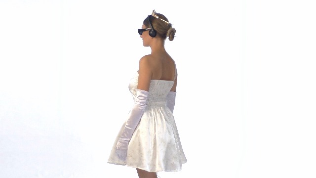 Amazon.com: Cosplaya Princess White Floral Strapless Satin Dress Costume