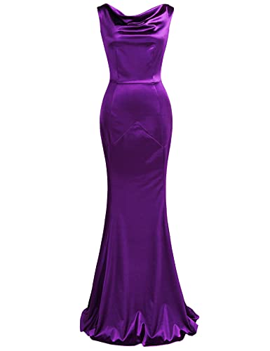 MUXXN Women's 30s Met Gala Emerald Bridal Brief Elegant Mermaid Evening Dress (XL, Purple)