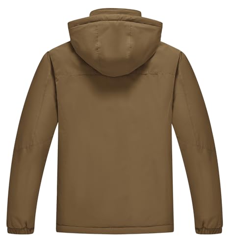 Image of TBMPOY Men's Winter Ski Jacket Waterproof Warm Snow Insulated Coat Fleece Lined Snowboard Hooded Raincoat