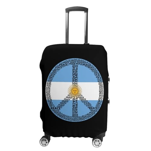 Peace Sign Argentina Flag Travel Suitcase Protector Luggage Cover Protective Washable Anti-scratch Baggage Cover