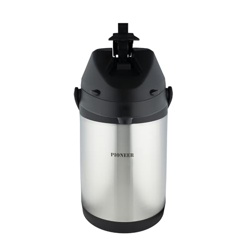 Pioneer Flasks, Dispensador de Bebidas, Acero Inoxidable, Airpot, Para Bebidas Calientes o Frías, Té, Café, Para Conferencias o Eventos, 3 Litros, SS30HC Pioneer Flasks, Dispensador de Bebidas, Acero Inoxidable, Airpot, Para Bebidas Calientes o Frías, Té, Café, Para Conferencias o Eventos, 3 Litros, SS30HC