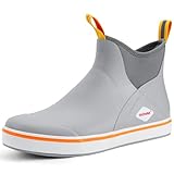 Showave Men's Deck Boots Waterproof Ankle Rain Boots High Performance Sports Sailing Booties Non-slip Rubber Boots Outdoors, Grey,Size 9