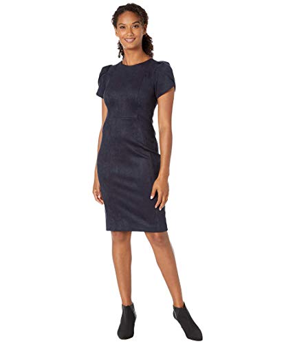 Calvin Klein Women's Tulip Sleeved Sheath Dress, Navy Faux Suede, 10