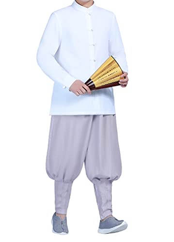 QIEZI Men Casual Zen Monk Summer Pants2