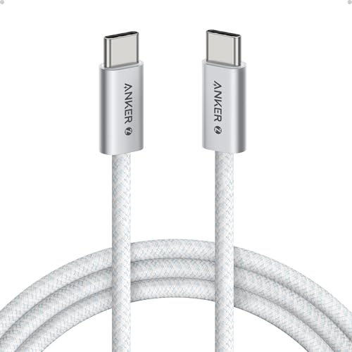 Image of Anker Zolo USB C to USB C Cable, Braided and Dirt-Free Type C Fast Charging Cable, Slim Connector, for iPhone 16 Series, MacBook (240W) (White, 6ft)
