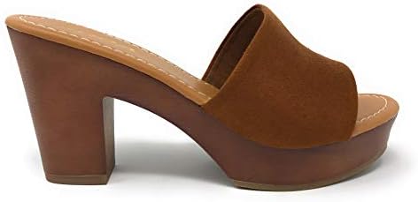Soda Womens JDSunkist Slip On Heeled Platform Sandal (8 M US, Cognac S) | Image 1