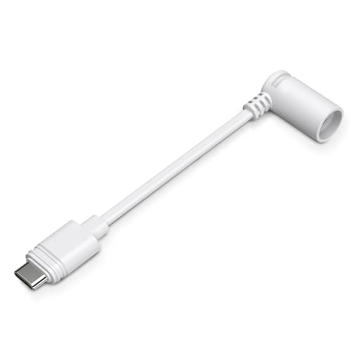 xsdtech White Ring Barrel Plug to USB-C Adapter - Compatible with 1st Gen Solar Panel Super Solar Panel Spotlight Cam Plus/Pro Stick Up Cam Pro - Connect Barrel Plug Solar Panels to USB-C Cameras