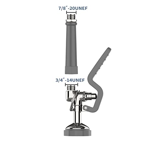 FAUAID Pre Rinse Sprayer Commercial Sink Sprayer Head,1.42GPM Spray Valve Dish Spray Nozzle with Ergonomic Handle, Faucet Parts for Commercial Kitchen Sink,Chrome Finished（Gray）