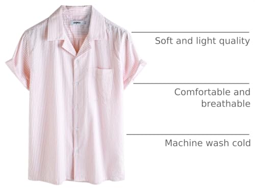 Image of VATPAVE Mens Striped Summer Shirt Casual Button Down Short Sleeve Beach Shirts Cotton Shirts for Men