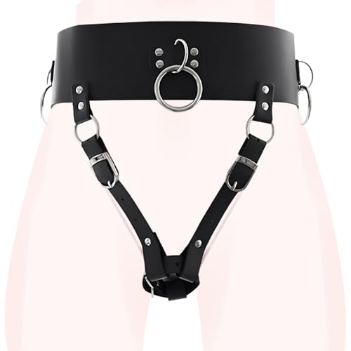 Cintura di Castità Donna, Chastity Belt, Cintura Vibrante, Strap-On Dildo String, Cinturino Elastica Regolabile, Giocattolo Sessuale Fetish, Nero
