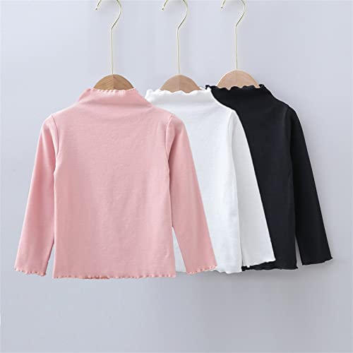 3 Pack Toddler Girls Casual Tops Long Sleeve Turtleneck T-Shirt 3-8 Years Kids Solid Layering Tees Girls Shirt2