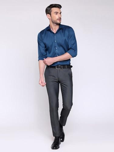 Image of IndoPrimo Men's Satin Shirt with Spread Collar Neck Line Solid Pattern Full Sleeves Regular Fit Western Style and Standard Length