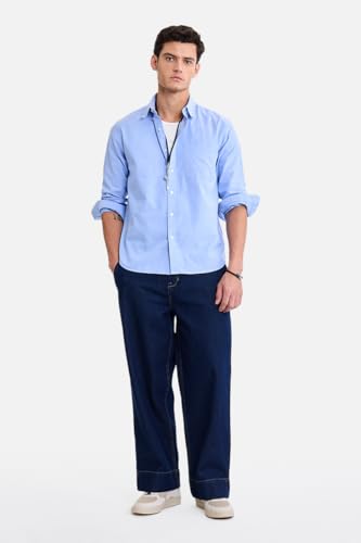 Image of SNITCH Men Formal Shirt | Regular Fit Long Sleeve Button-Down Collar Solid Style | 100% Cotton & Breathable Oxford Fabric for Office, Special Events & Smart Casual Wear