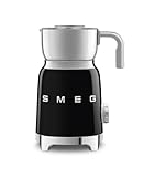 Smeg, Milchaufschäumer Multifunktion MFF11BLEU, mit Induktionssystem, 6 voreingestellte Programme, manuelle Funktion, abnehmbare Karaffe von 600 ml, Messkappe, integriertes Umschlag, 500W, Schwarz