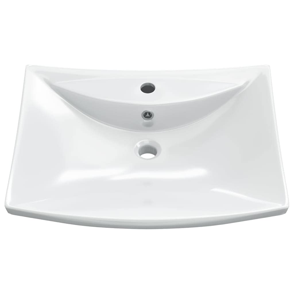 Fregadero de cerámica rectangular de lujo con rebosadero y orificio para grifo para baño: diseño elegante y