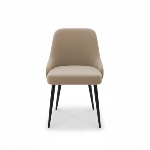 Image of Finch Fox Taskpro Modern Unique Velvet Upholstered Seating Living Room Dining Chair with Black Metal Legs in Beige Color