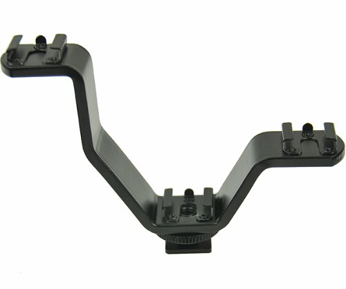 ePhoto Small Triple Mount Hot Shoe V Mount Bracket for Video Lights, Microphones or Monitors H629-2