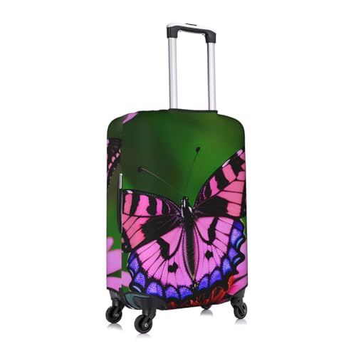 Pink Flower Purple Butterfly Tsa Approved Luggage Cover For 18-32 Inch Suitcases Scratch-Resistant Stretch Luggage Cover3