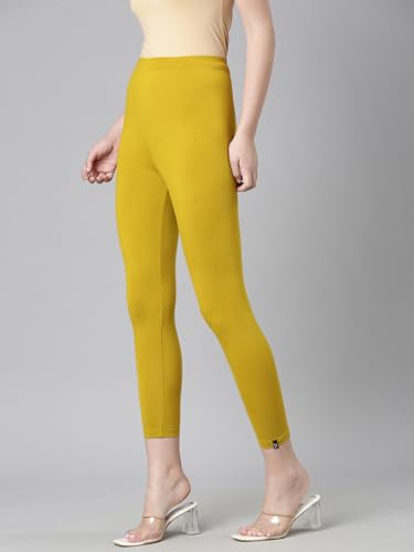 TWIN BIRDS Viscose Elastane Stretch Leggings for Women | Mid Rise Skinny Fit, High Ankle & 7/8 Cropped Length Active Legging