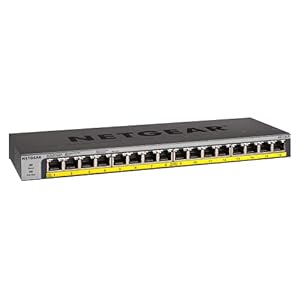 NETGEAR 16-Port Gigabit Ethernet Unmanaged PoE Switch (GS116LP) – with 16 x PoE+ @ 76W Upgradeable, Desktop, Wall Mount or Rackmount, and Limited Lifetime Protection