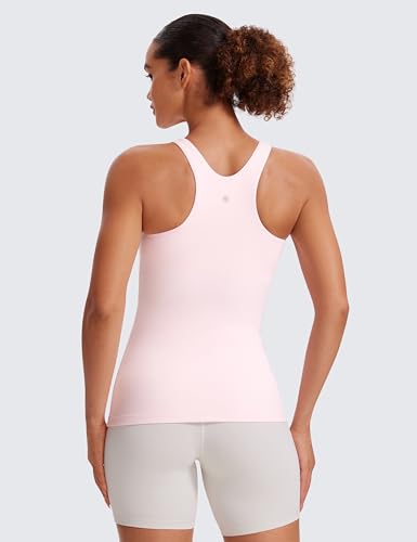 Image of CRZ YOGA Butterluxe High Crew Neck Tank Top | Light Support, Built in Bra, Removable Pads, Yoga, Extremely Soft, Racerback, for Women