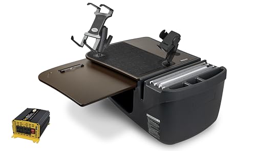 AutoExec GripMaster Car Desk for Your Vehicle Workstation and Mobile Office, Chocolate, with 400 watt Power Inverter, Ph