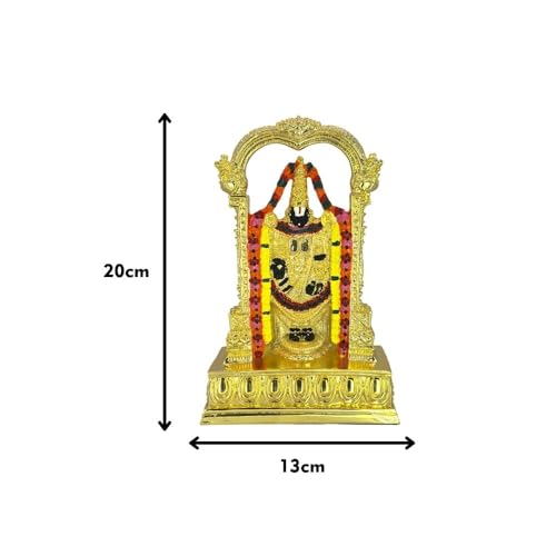 Image of Gold Plated Tirupati Balaji Idol | Vastu-Approved Lord Venkateshwara Murti for Home, Office, Pooja & Gifting | Symbol of Prosperity, Wealth, Peace & Success | Size: 13 x 6 x 20 cm