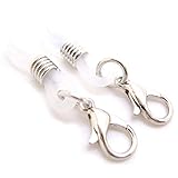 [青い目] メガネチェーン パーツ めがねチェーン 眼鏡チェーン 接続用ゴムパーツ ネックレス用 修理 部品 交換パーツ グラスコード (2個セット) a007cl クリアホワイト