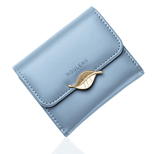 Image of Roulens Wallet for Women RFID Blocking PU Leather Leaf Pendant Card Holder Phone Checkbook Organizer Zipper Coin Purse