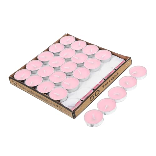 ABOOFAN 50Pcs Round Mini Candles Smokeless Decorative Tea Lights for Weddings Yoga and Emergency Lighting Elegant Party Favors for