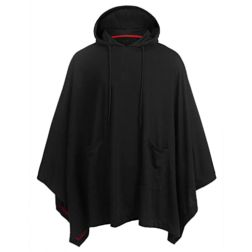 Maiyifu-GJ Men's Casual Hooded Poncho Cape Oversized Batwing Sleeves Hoodies Pullover Loose Fit Cloak Coat Top with Pocket
