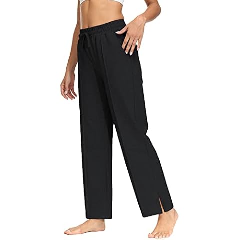 HMIYA Jogginghose Damen Baumwolle Freizeithose Lang offenem Boden Yogahose Sporthose Geradem Bein Hose Cover