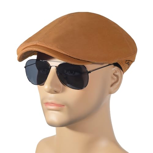 Image of ZLYC Men Cotton Flat Cap Summer Scally Ivy Gatsby Newsboy Beret Driver Cabbie Hunting Hat