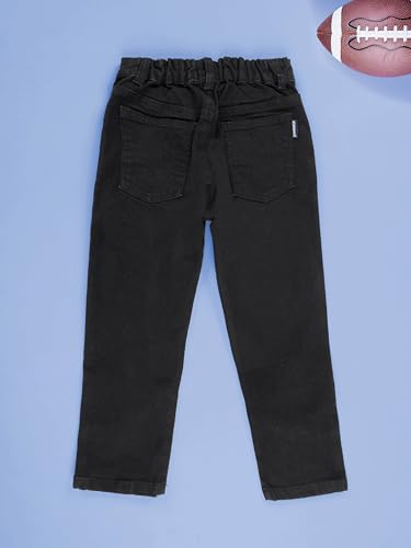 Image of KiddoPanti Boys Regular Fit Denim Pant | Stretch Poly Cotton Denim | Regular Fit Full Length Pant | Back Elasticated & Button with Zip Open Fly