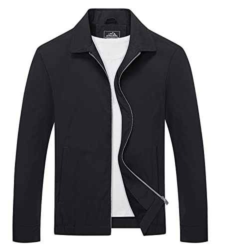 Magcomsen Casual Jackets For Men Lightweight Sports Jacket Zip Up Cargo Jackets Light Outdoor Jacket Windproof Flight Jackets Black,M #TOP3