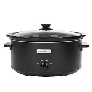 Magnifique 8 Quart Slow Cooker Oval Manual Pot Food Warmer with 3 Cooking Settings, Black Stainless Steel