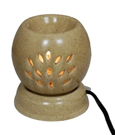 Image of Ceramic Double Zero Aroma Electric Diffuser Burner with 10ml Lavender Aroma Oil for Living Room, Bedroom | Decoration Items - Brown Color