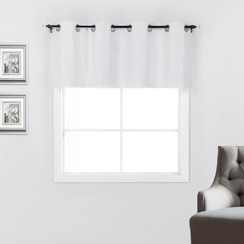 Madrista 100% Blackout Grommet Top Window Treatment Curtain Valances, 52″ Wx 18″ L, White