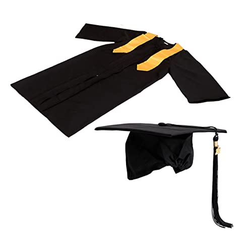 Écharpe jaune et gland de tenue académique noire pour costume de cérémonie étudiant unisexe