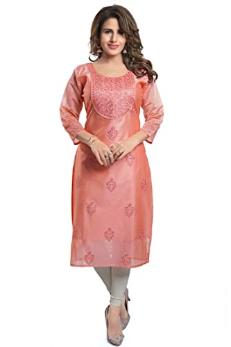 Image of DARIKA Designer wear Silk Kurti for Women Solid in Plus Size & Small Size.