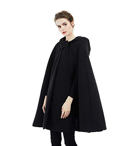 BEAUTELICATE Hooded Cloak Wedding Cape for Women Bridal Winter Robe Wool Blend Halloween Costume Christmas