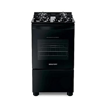 Fogão Brastemp 4 Bocas Preto com mesa de vidro e dupla chama Bfo4xae - Bivolt