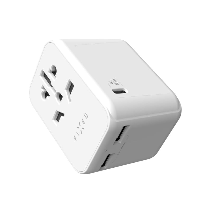 Fixed Voyager 30 - Caricatore da viaggio EU/UK/USA/OFF, PD 30 W, colore: Bianco