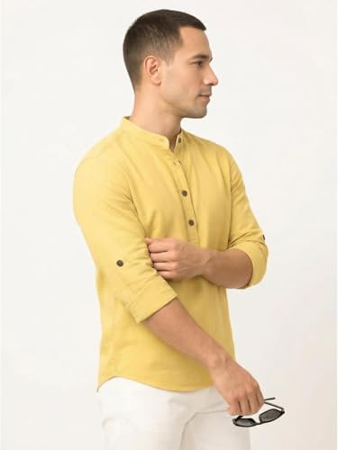 Image of DEELMO Combo of Men's Cotton Blend Solid Regular Fit Full Sleeve Short Kurta | Men's Trendy Short Kurta Pack of 2