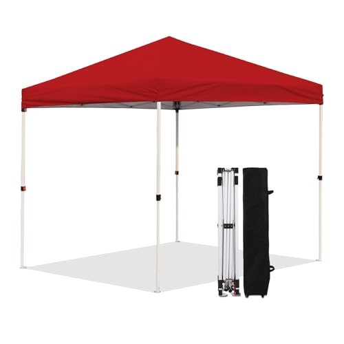 Northroad Pop Up Pavillon, 3 x 3 m Wasserdicht Stabil Faltpavillon, UV Schutz 50+, Höhenverstellbar Gartenpavillon mit Tragetasche, für Pool, Camping, Strand, Rot