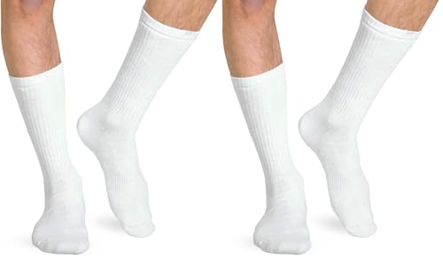 Image of Heelbo Diabetic Socks for Sensitive Feet Without Elastic for Men and Women for Circulatory Problems, Edema and Neuropathy, 8-15mmHG, White, XL (Pack of 2)