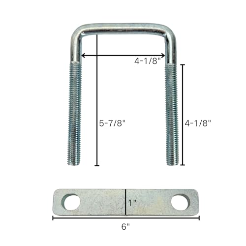Image of 4 Pack Square U-Bolt for Trailer- Fits 4 Inch Wide Leaf Springs, Galvanized Steel Clamp Set, Secure Fit for Truck, Boat and Trailers