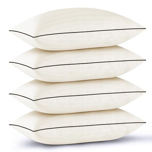 GOHOME Pillows Standard Size Set of 4 - Bed Pillows for Sleeping 4 Pack, Cooling Supportive Hotel Pillows with Premium Soft Down Alternative Fill for Side Stomach and Back Sleepers